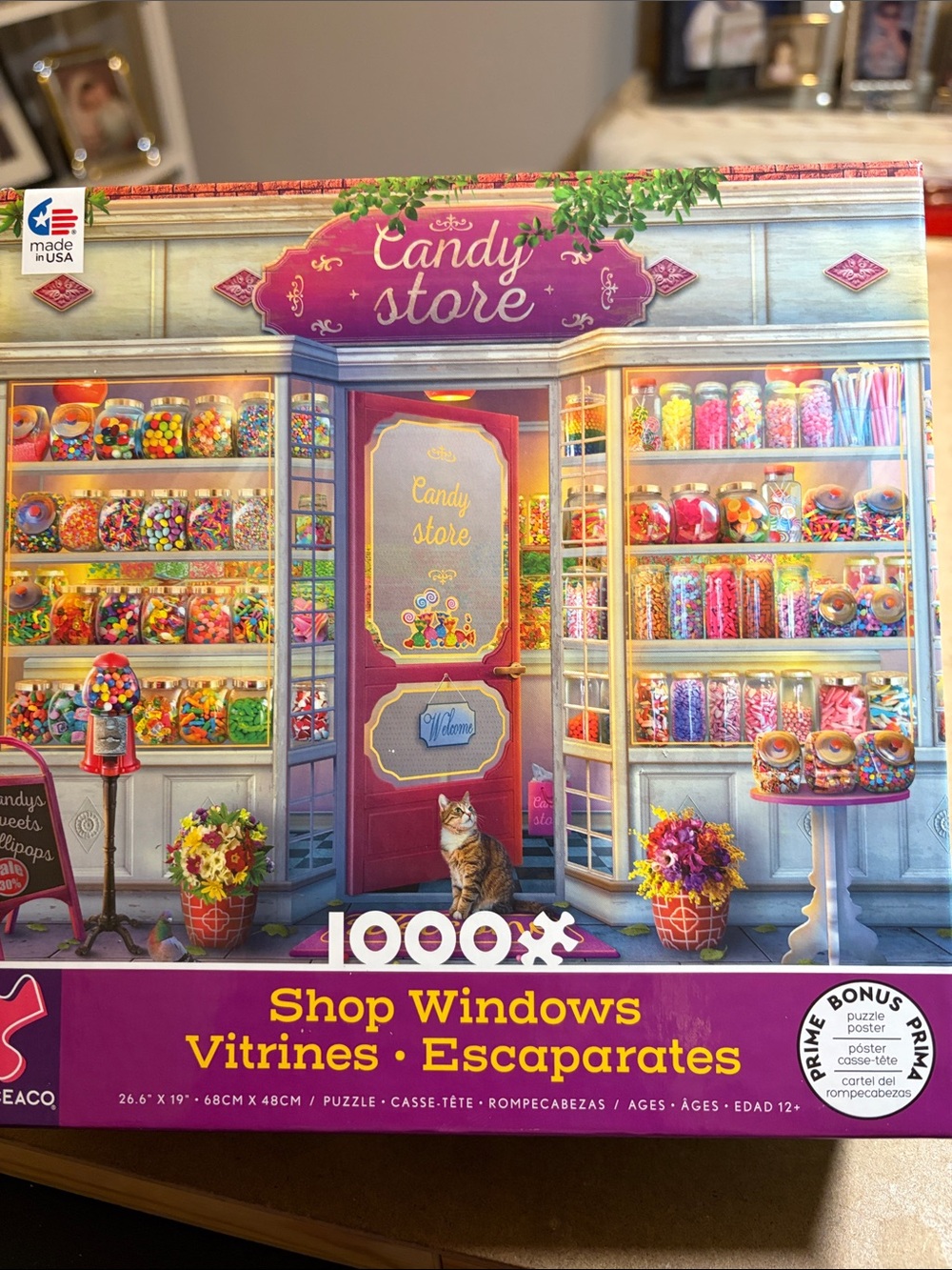 🧩 1000 piece Factory Sealed Ceaco “Shop Windows Candy Store” with poster.